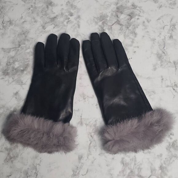 Altare Black Leather with Fur Gloves - Picture 1 of 8